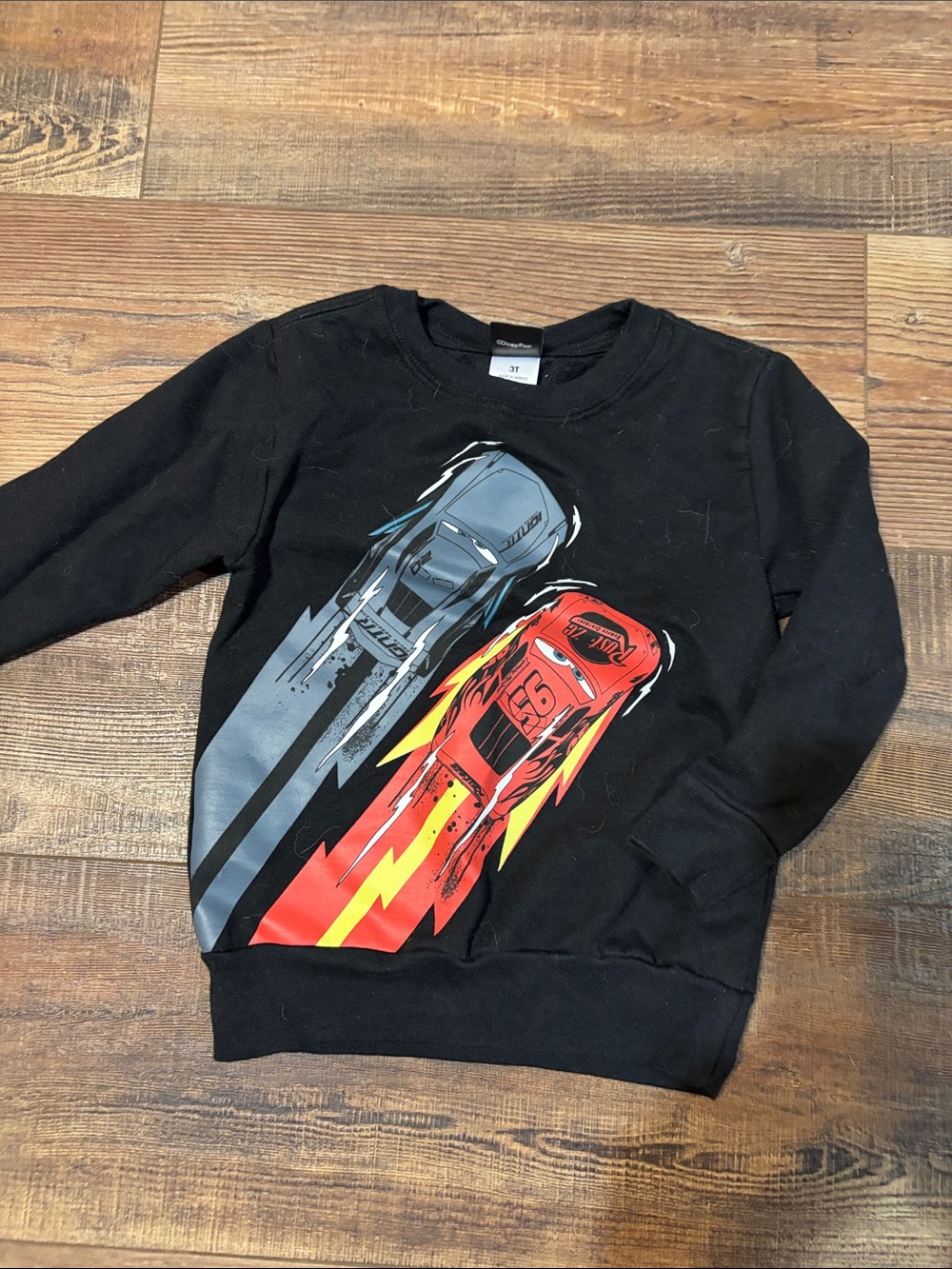 Disney Black Sweatshirt with Red and Gray Race Car Graphic